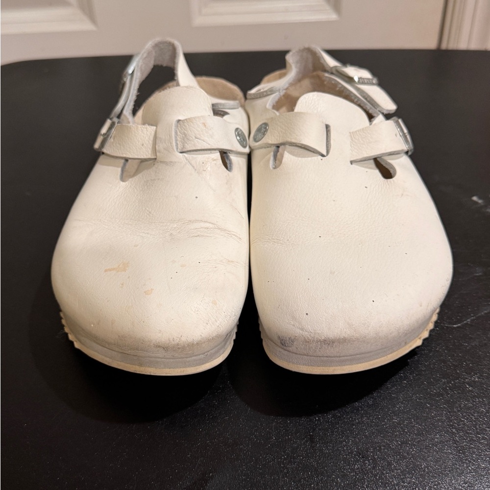 Birkenstock White Tokyo Leather Mules clogs size L9/ M7 - Picture 11 of 12